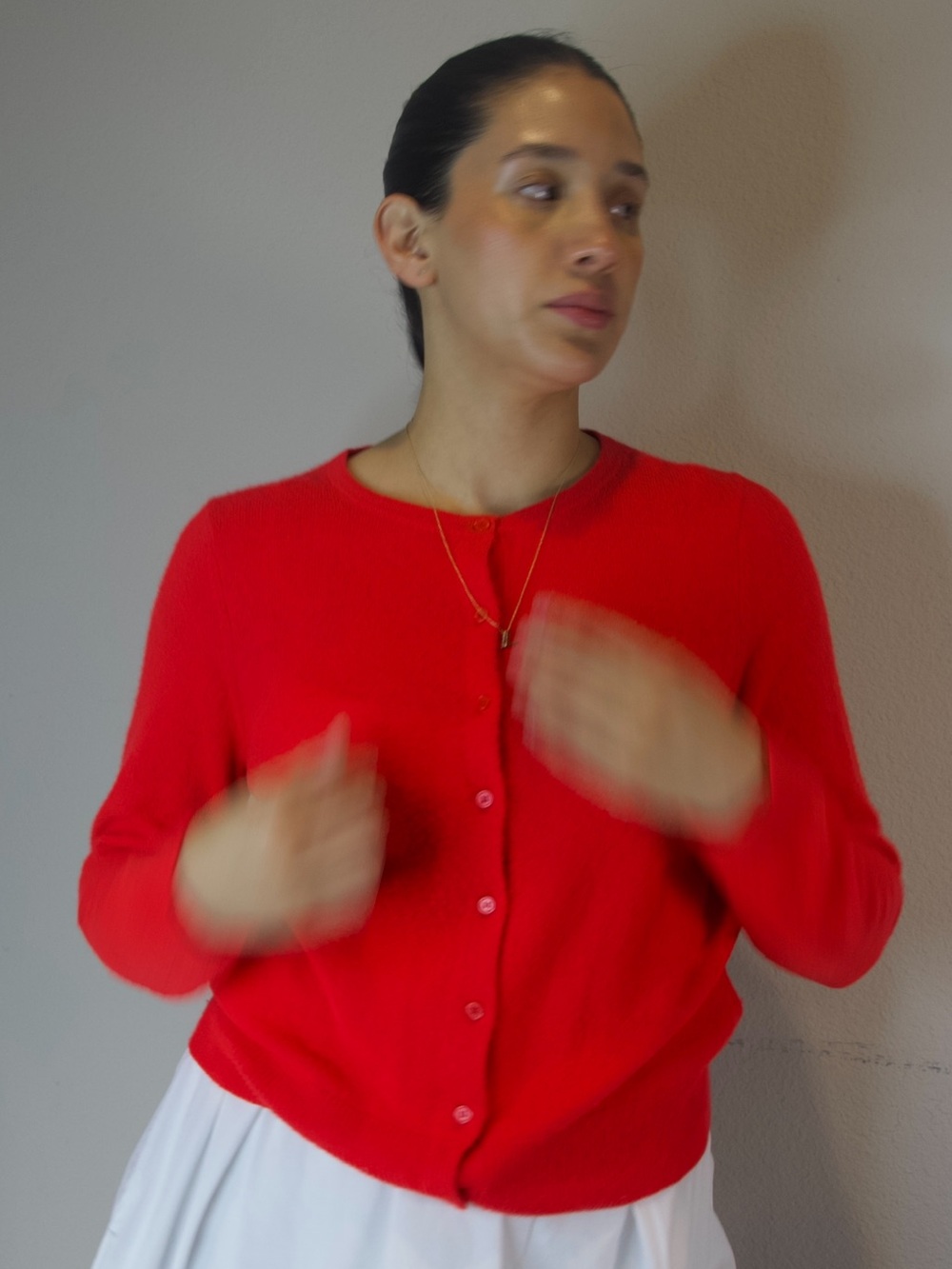 Anthropologie The Cashmere Collection Red Button-Front Cardigan Size L - Picture 3 of 8